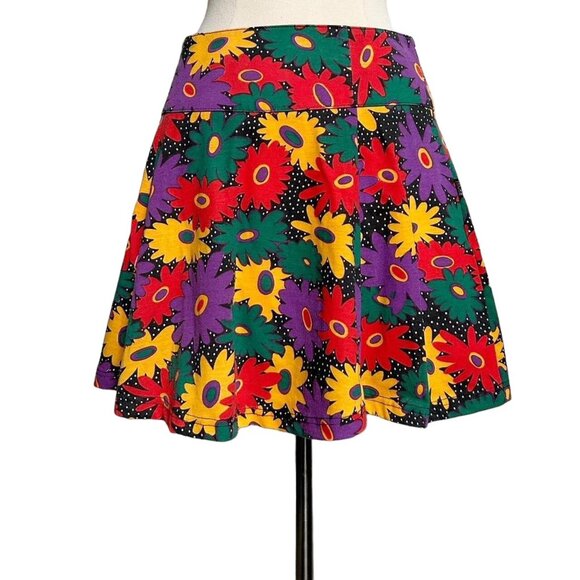 90s vintage Esprit Mini Skirt Circle Flower Pop Art Print Bright Pattern Teens. - Picture 4 of 5